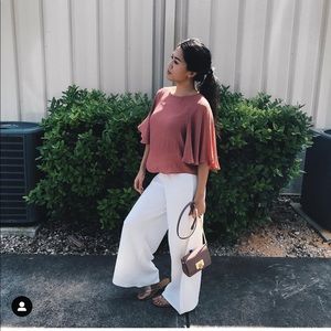 White wide leg pants